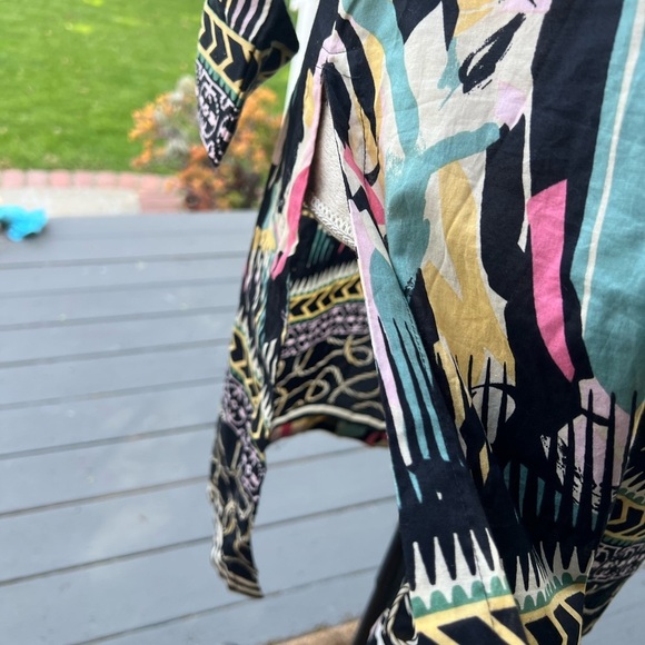 Pink and Green Bell Sleeve Resort Dress - Picture 4 of 16